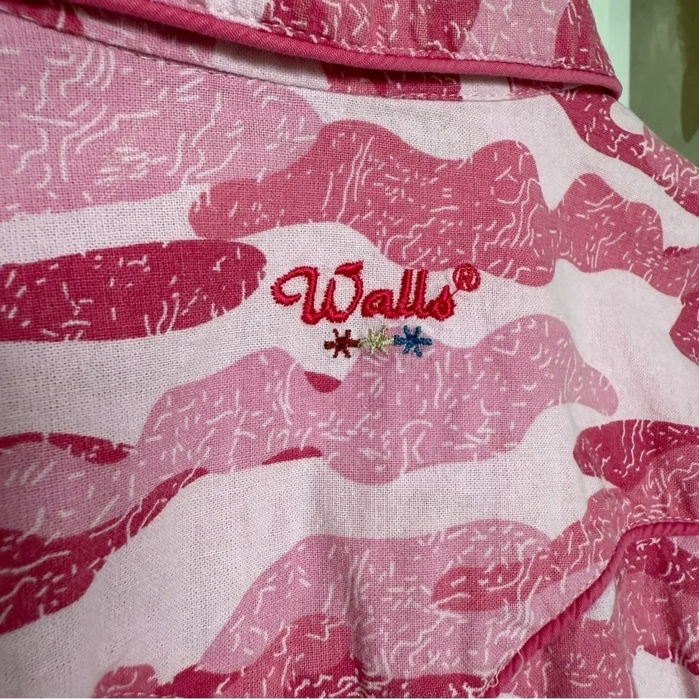 WALLS Girl’s Pink Camouflage Button-Up Shirt S Long Sleeve Ranchwear Gem Snaps